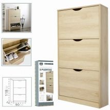 Zapatero 3 puertas madera 60 x 24 x h 118 cm - Dk Home