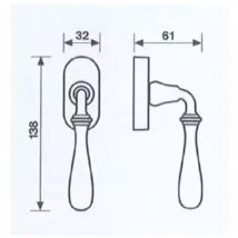 Maniglia per finestra Valli & Valli Antares H1004FRS-41 in ottone naturale – 4 scatti, Perno mm. 7x41