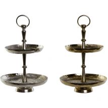 Fruit Bowl of the Brand, Colour Gold and Silver, of Aluminium (22 x 22 x 31 centimètres) (2 pcs.) - Dkd Home Decor