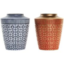 Dkd Home Decor - Jarrón 8424001822065 azul rojo resina dorado oriental 17 x 17 x 20 cm (2 unidades)