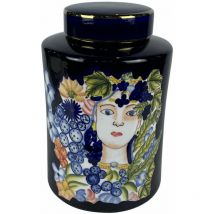 Jarrón Dkd Home Decor porcelana negro shabby chic (21 x 21 x 31 cm)