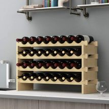 DlandHome Range bouteille Porte-Bouteilles en Bois, Casier à Vin Range Bouteille, étagère à Bouteille en 4 Etages pur 32 Bouteilles de vin,