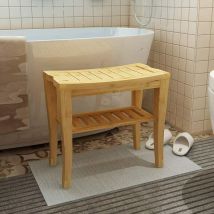 Dlandhome - Siège de Douche Tabouret de Salle de n Tabouret En Bois Massif Tabouret de n Tabouret de Douche étanche Antidérapant 2 Niveaux Ks-Hsj-04-D