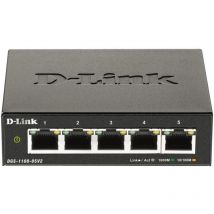 D-Link DGS-1100-05V2, Switch Smart 5-Port Gigabit, RJ-45, Web Management, Layer 2, vlan, Desktop, Lüfterlos, igmp Snooping, VoIP vlan, QoS,