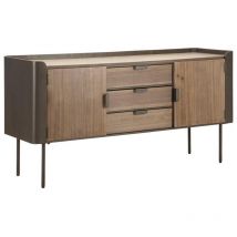 Dmora - Aparador Bisaccia, Bufé de salón, Aparador de salón, Despensa de cocina, 145x47 h76 cm, Gris y Marrón