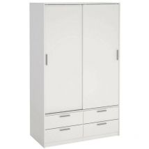Dmora - Guardaroba 2 ante Frediana, Mobile camera da letto, Cabina armadio portabiti, Armadio appendiabiti, 121x60 h200 cm, Bianco