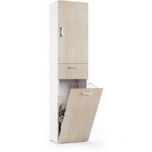 Dmora - Armoire polyvalente Escolzia, Armoire à linge linéaire à 2 portes, Colonne de salle de bain avec panier à linge, Fabriqué en Italie, Cm