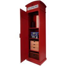 Armoire 'cabine téléphonique de Londres' avec 3 étagères et porte miroir, Made in Italy, Armoire de chambre, cm 68x55h215, couleur Rouge - Dmora