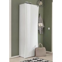 Dmora - Armoire polyvalente, Made in Italy, Mobilier moderne, Étagère à chaussures avec 1 porte et 4 étagères, 63x40h187 cm, couleur blanc brillant