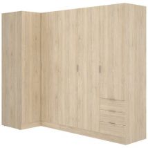 Dmora - Armoire Sucso, Meuble d'angle pour chambre à coucher, Armoire d'angle avec 5 portes battantes, 214x91h184 cm, Chêne