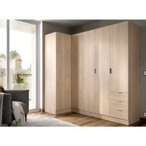 Dmora - Armoire Sucso, Meuble d'angle pour chambre à coucher, Armoire d'angle avec 5 portes battantes, 214x91h184 cm, Chêne, avec emballage renforcé