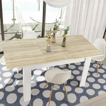 Dmora - Ausziehbarer Tisch Midland, Ausziehbarer Esstisch, Ausziehbarer Esstisch mit Verlängerung, cm 140/190x90h78, Eiche und Weiß