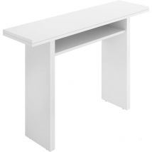 Ausziehbarer Tisch Rodella, ausziehbare Zusatzkonsole mit mehreren Positionen, klappbarer Esstisch mit klappbarer Platte, 110 x 33 / 66 x 75 cm, Weiß