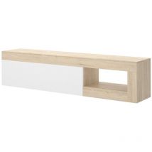 Dmora - Averau Meuble tv, Buffet bas pour salon, Buffet de salon pour télévision, 204x42h48 cm, Chêne et Blanc