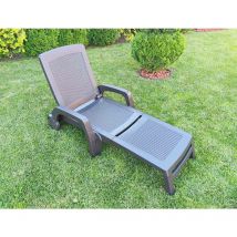 Bain au soleil Saturno, Bain au soleil de jardin réglable avec accoudoirs, Chaise longue d'extérieur, 100% Made in Italy, Cm 190x46h70, Marron - Dmora