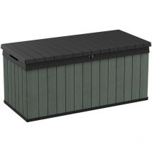 Baúl de almacenamiento exterior Montmagny, Cofre de jardín, Banco con almacenaje, Arcón para exteriores, 143x65 h64 cm, Verde - Dmora