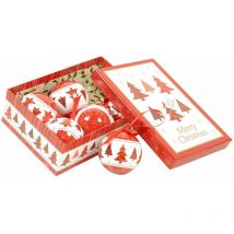 Boîte 6 boules de Noel, ornements d'arbres fantaisie, ensemble assortiment de boules de Noel, boîte ensemble arbre de Noel, diamètre 7,5cm, couleur
