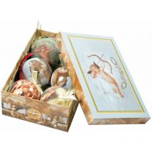 Boîte 6 boules de Noel, ornements fantaisie putti, ensemble assortiment boules de Noel, boîte ensemble arbre de Noel, diamètre 7,5cm, couleur