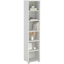 Dmora - Bücherregal Pabuk, Büroregal, Mobiler Buchhalter, Bücherbrett, 47x40 H222 Cm, Weiß