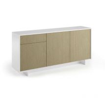 Dmora - Buffet Davallon, Buffet de salon, Buffet de salon avec 3 portes et 1 tiroir, 100% Made in Italy, 170x42h78 cm, Blanc et Chêne