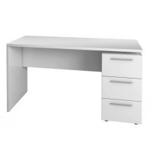 Dmora - Bureau Dallas, Bureau moderne, Table d'étude avec commode à 2 tiroirs et 1 porte, cm 138x60h74, Blanc, avec emballage renforcé