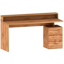 Dmora - Bureau Dcaligar, Bureau avec plateau et lampes led, Bureau polyvalent, Bureau multiposition gain de place, 160x60h90 cm, Chêne