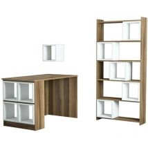 Dmora - Bureau Dgonzale, Pupitre polyvalent, Table de bureau pour pc, Plan de travail, 120x65h75 cm, Noyer et Blanc