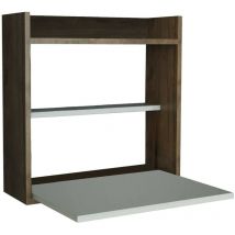 Dmora - Bureau Dpern, Pupitre polyvalent, Table de bureau pour pc, Plan de travail, 60x20h60 cm, Blanc et Noyer