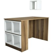 Dmora - Bureau Dpin, Pupitre polyvalent, Table de bureau pour PC, Plan de travail, 120x65h75 cm, Noyer et Blanc