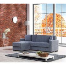 Canapé Fernando, Canapé d'angle avec péninsule réversible, Canapé de rangement pour le salon avec chaiselongue et 2 coussins, Cm 230x150h81, Gris,