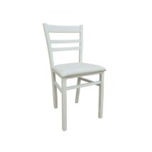 Chaise classique en bois et éco-cuir, pour salle à manger, cuisine ou salon, Made in Italy, 41x43h87 cm, Couleur Blanc, avec emballage renforcé