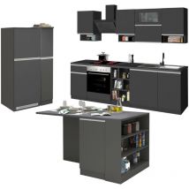 Dmora - Cocina completa Armand, Conjunto de cocina modular, Cocina modular con múltiples elementos, 100% Made in Italy, Antracita y Pizarra