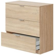 Dmora - Cómoda Whittier, Cómoda para dormitorio, Septeto con 3 cajones, 77x38h80 cm, Roble, con embalaje reforzado