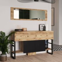 Dmora - Consola Abell, Mesa multiusos, Gabinete de soporte, Escritorio de pasillo, 139x43 h84 cm, Roble