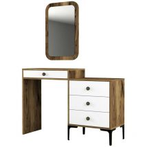 Dmora - Console Dpasqu, Table polyvalente, Armoire de rangement, Bureau du couloir, 124x40h85 cm, Noyer et Blanc