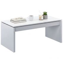 Dmora - Couchtisch Dlenzin, Couchtisch mit abnehmbarer Platte, Couchtisch für das Wohnzimmer, 102x50h43/54 cm, Glänzend Weiß