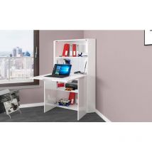 Dmora - Schreibtisch Ddorva, Mehrzweckmöbel mit Regalen und Arbeitsplatte, Mehrzweck-Bürotisch, platzsparender Mehrpositionsschreibtisch, 100 % Made