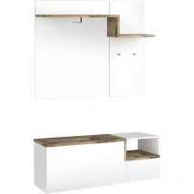 Dmora - Eingangsmöbel Dpace, Moderner multifunktionaler Eingang, Mehrzweckschrank für Atrium, 100% Made in Italy, cm 120x40h54, Hochglanzweiß und