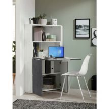 Escritorio Gianmaria, Armario esquinero con estantes y encimera, Mesa de oficina multiusos, Escritorio ahorrador de espacio, 100% Made in Italy, cm