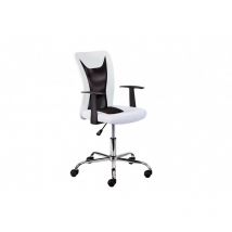 Dmora - Fauteuil de bureau avec accoudoirs, réglable en hauteur, noir et blanc,55x54.5x85-95 cm