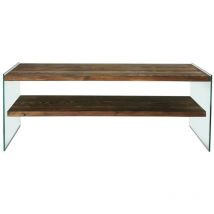 Dmora - Fernsehschrank Dpianc, Ständer für Wohnzimmerfernseher, Niedriges Wohnzimmer-Sideboard, TV-Ständerbasis, 120x35h45 cm, Nussbaum