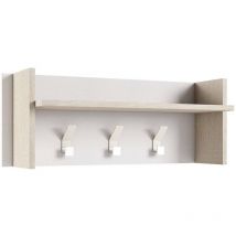 Eingangsmöbel Dkornvi, Garderobenständer Mit 3 Haken, Regal Zur Aufbewahrung Im Flur, 100% Made In Italy, 90x29h34 Cm, Weiß Und Eiche - Dmora