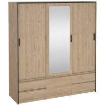 Gran armario multiusos Ljalkova, Muebles multifuncionales, Zapatero, Armario para zapatos, 181x60 h200 cm, Roble - Dmora