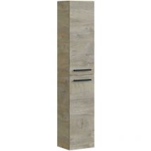 Dmora - Badezimmersäule Dabado, Säulenschrank für Badezimmer mit 2 Türen, Hängeschrank mit 2 Einlegeböden, 30x25h150 cm, Eiche
