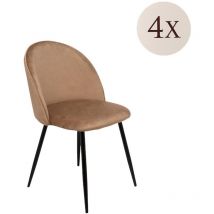 Dmora - Juego de 4 sillas Stinson, Sillón tapizado en terciopelo, Silla de comedor acolchada, Asiento para reuniones, 51x54h82 cm, Arena, con