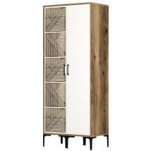 Kleiderschrank 2 Türen Dbenkovi, Schlafzimmermöbel, Schrank, Garderobe, 80x201h48 Cm, Walnuss Und Weiß - Dmora