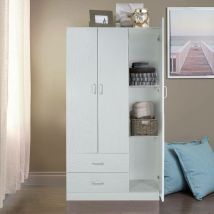 Kleiderschrank mit 3 Türen und Kleiderstange, Schlafzimmer Kleiderschrank, Moderner Schrank mit Regalen, Made in Italy, 90x42h180 cm, Farbe Eiche
