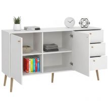 Kommode Florence, Wohnzimmerbuffet, Wohnzimmer-sideboard, Moderne Küchen-speisekammer, 147x39 H82 Cm, Weiß - Dmora