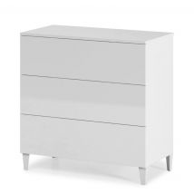 Schubladenschrank Dagoume, Kommode Mit 3 Schubladen, Kommode Für Schlafzimmer, Moderne Kommode, 80x40h80 Cm, Weiß - Dmora