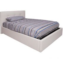 Lit conteneur moderne simple et demi carré, Fabriqué en Italie, Tête de lit et cadre de lit en éco-cuir rembourrés, convient pour matelas 120x190 cm,